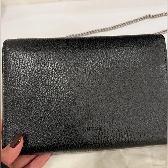 GUCCI Dionysus Mini Leather Chain Wallet in Black - Picture 4 of 4